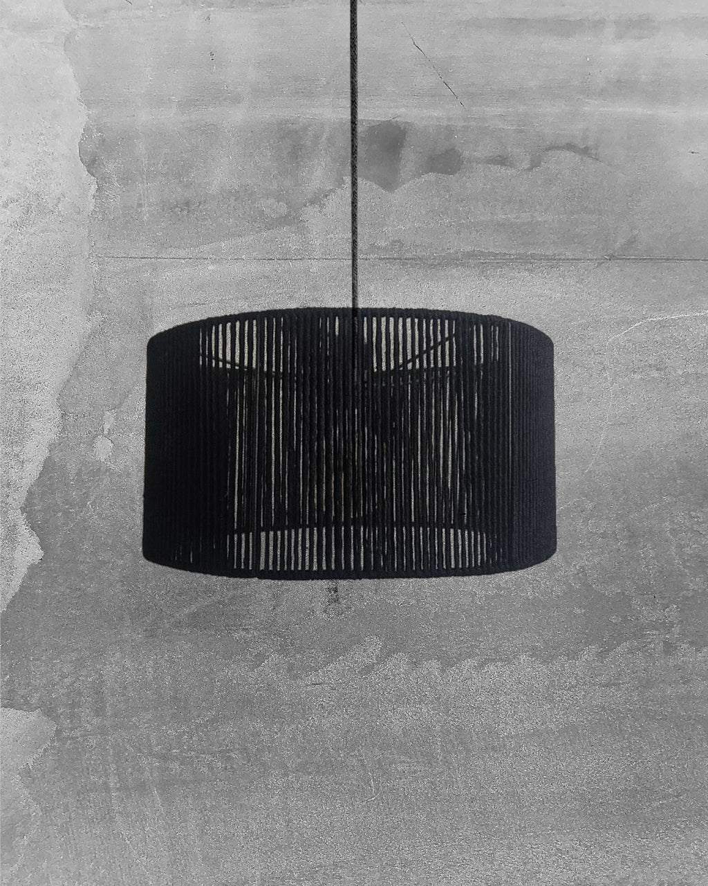 Lámpara Colgante Chic Cilíndrica 40 x 20 Algodón Negro Sin fuelle