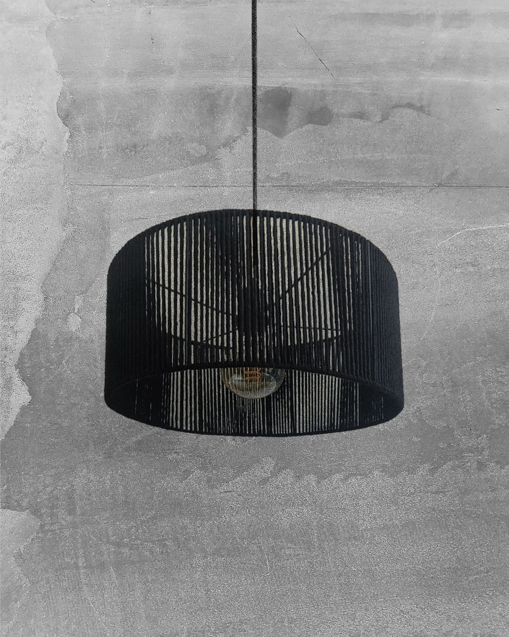 Lámpara Colgante Chic Cilíndrica 40 x 20 Algodón Negro Sin fuelle