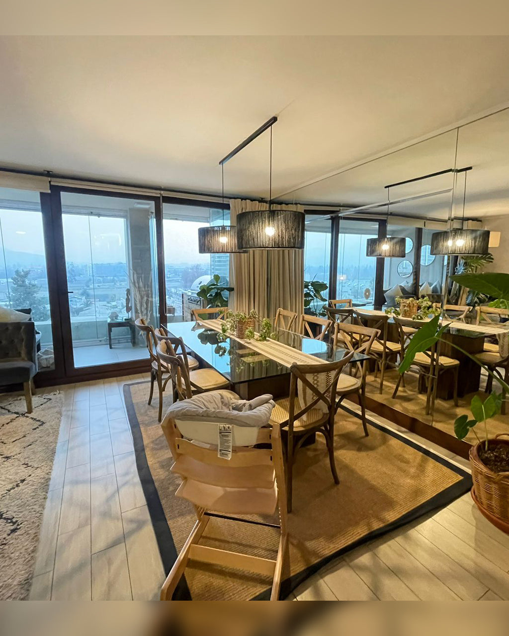 Lámpara Colgante Dúo Cilindrica en Barra