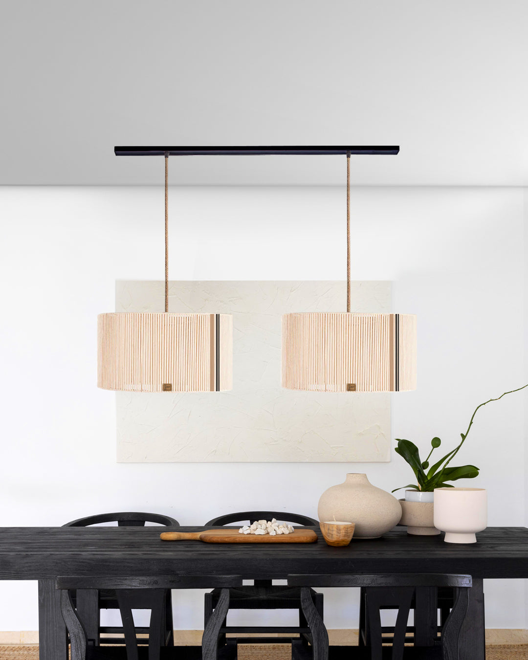 Lámpara Colgante Dúo Cilindrica en Barra