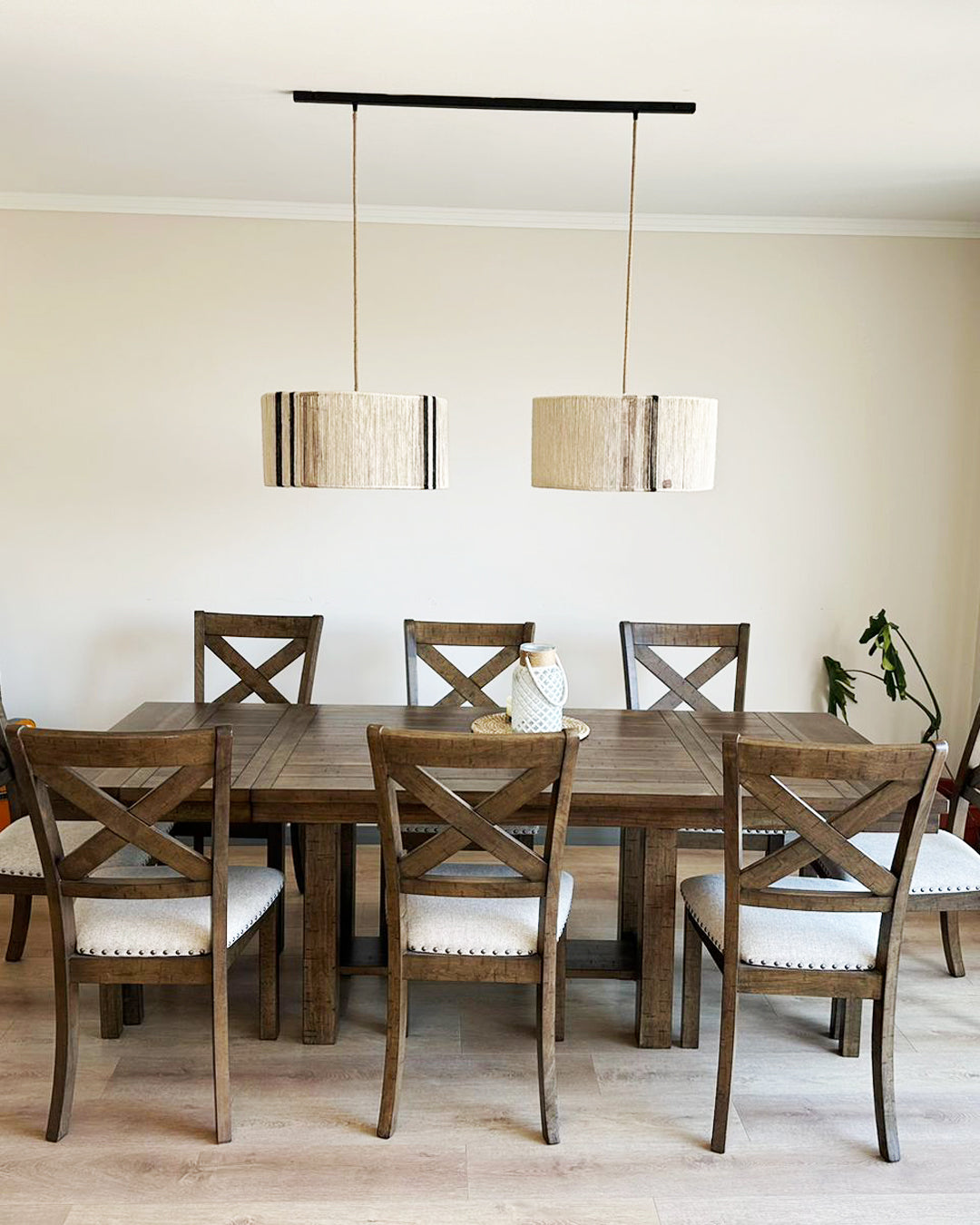 Lámpara Colgante Dúo Cilindrica en Barra