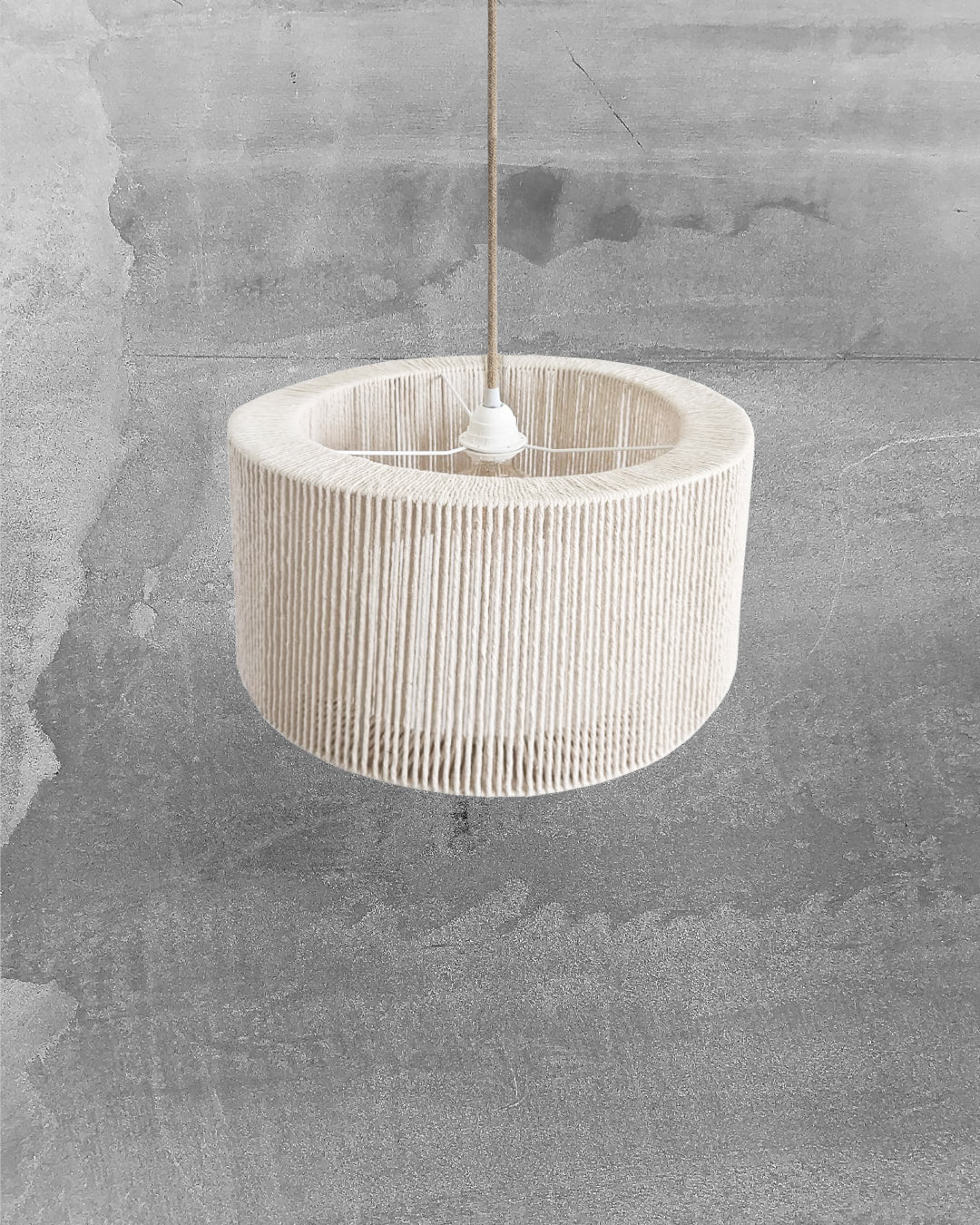 Lámpara Colgante Chic Cilíndrica 40 x 25 Algodón Crudo Con fuelle