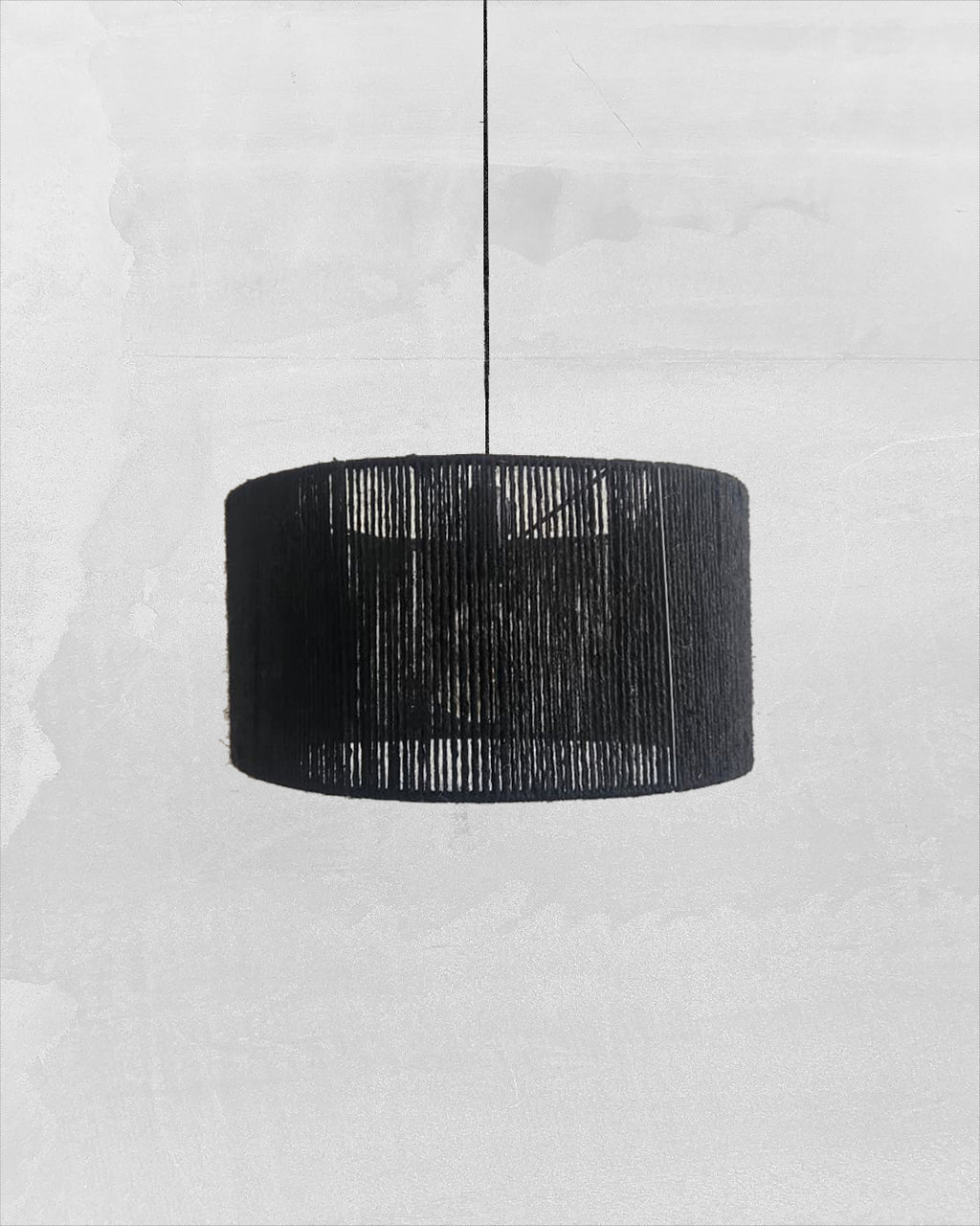 Lámpara Colgante Chic Cilíndrica 40 x 20 Yute Negro Sin fuelle