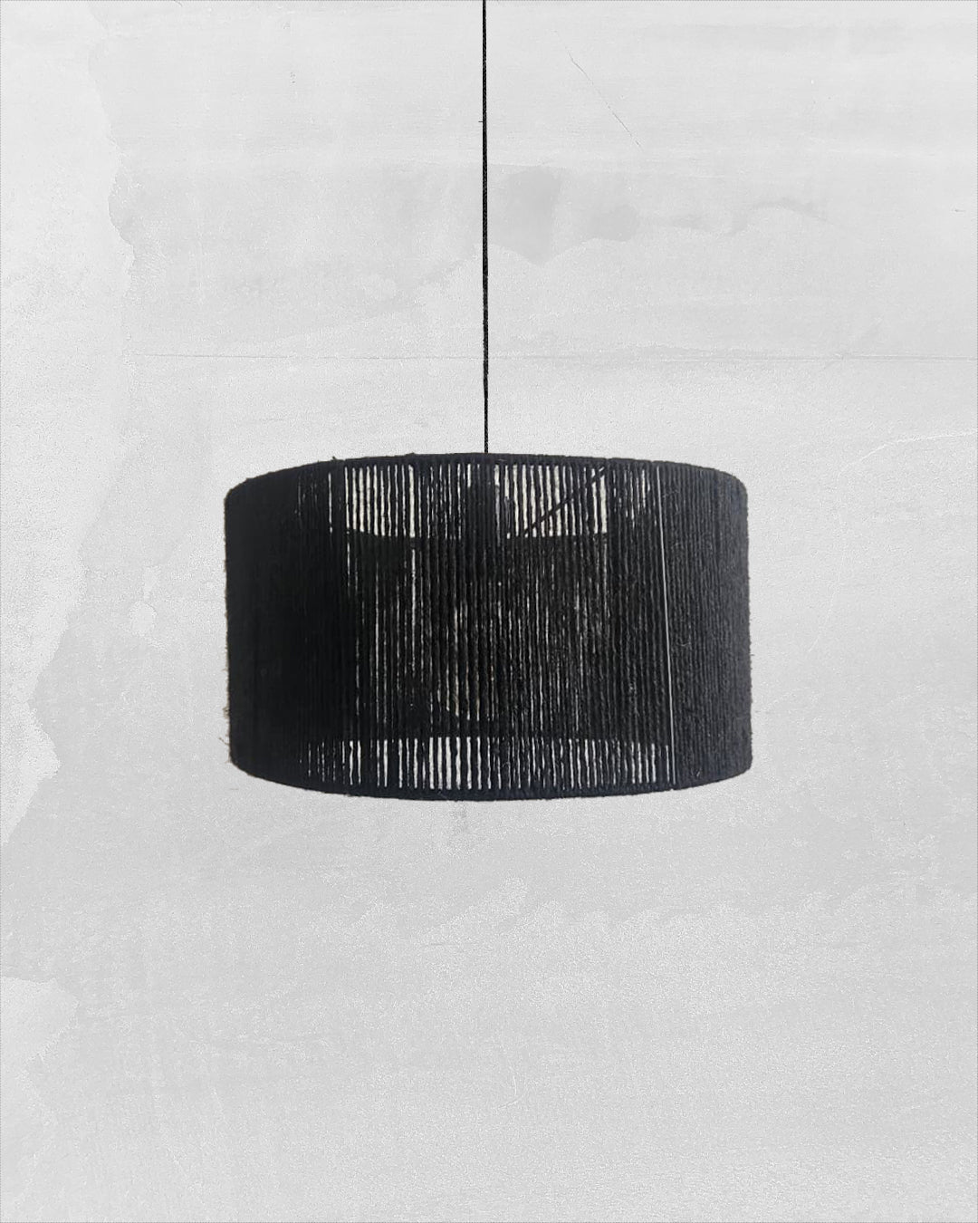 Lámpara Colgante Chic Cilíndrica 40 x 20 Yute Negro Sin fuelle