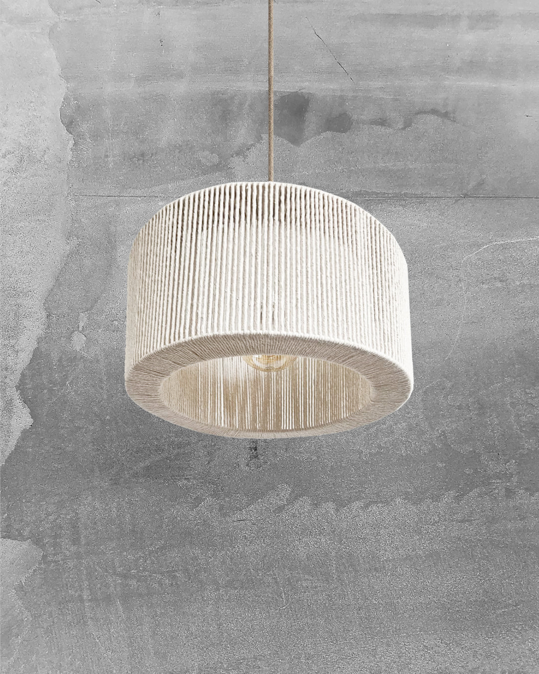 Lámpara Colgante Chic Cilíndrica 40 x 25 Algodón Crudo Con fuelle