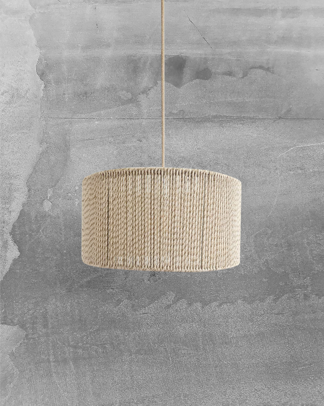 Lámpara Colgante Chic Cilíndrica 45 x 23 Yute Algodón Con fuelle