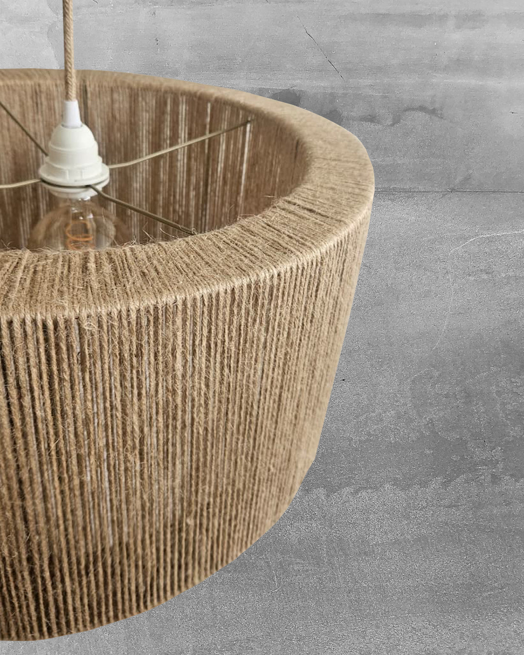Lámpara Colgante Chic Cilíndrica 45 x 23 Yute natural Con fuelle