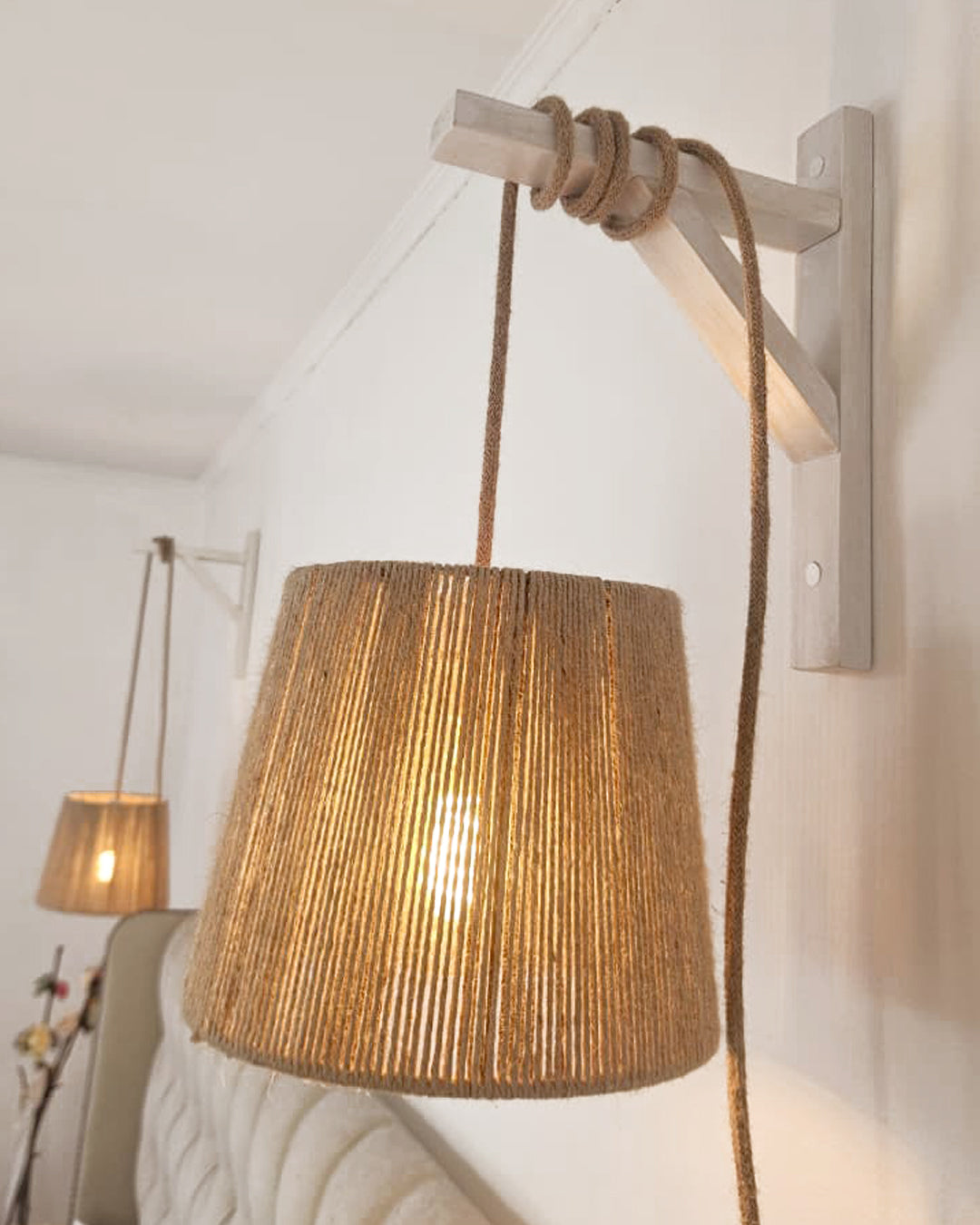 Lámpara Colgante con Soporte Origen Cónica Yute Natural