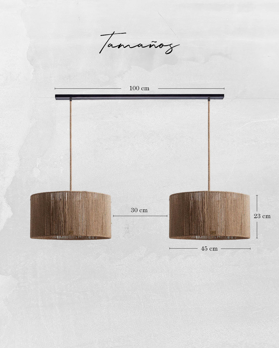 Lámpara Colgante Dúo Cilindrica en Barra