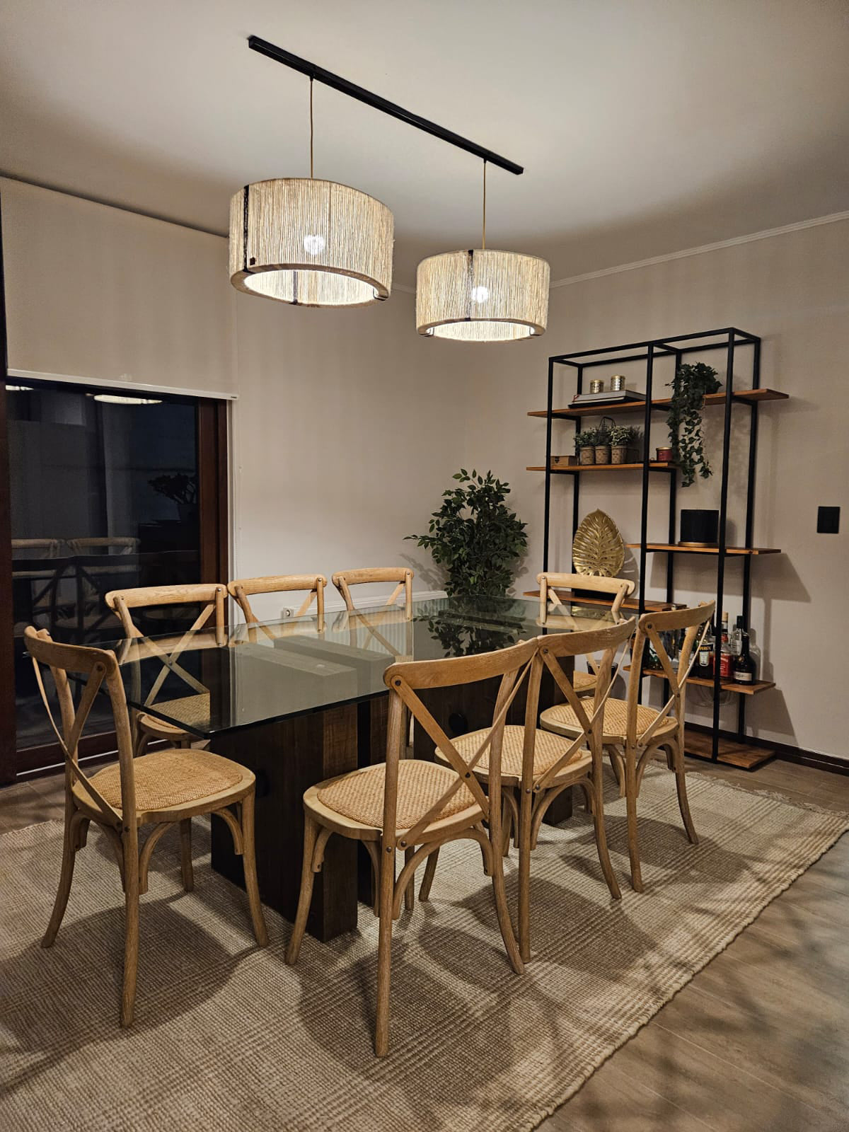 Lámpara Colgante Dúo Cilindrica en Barra