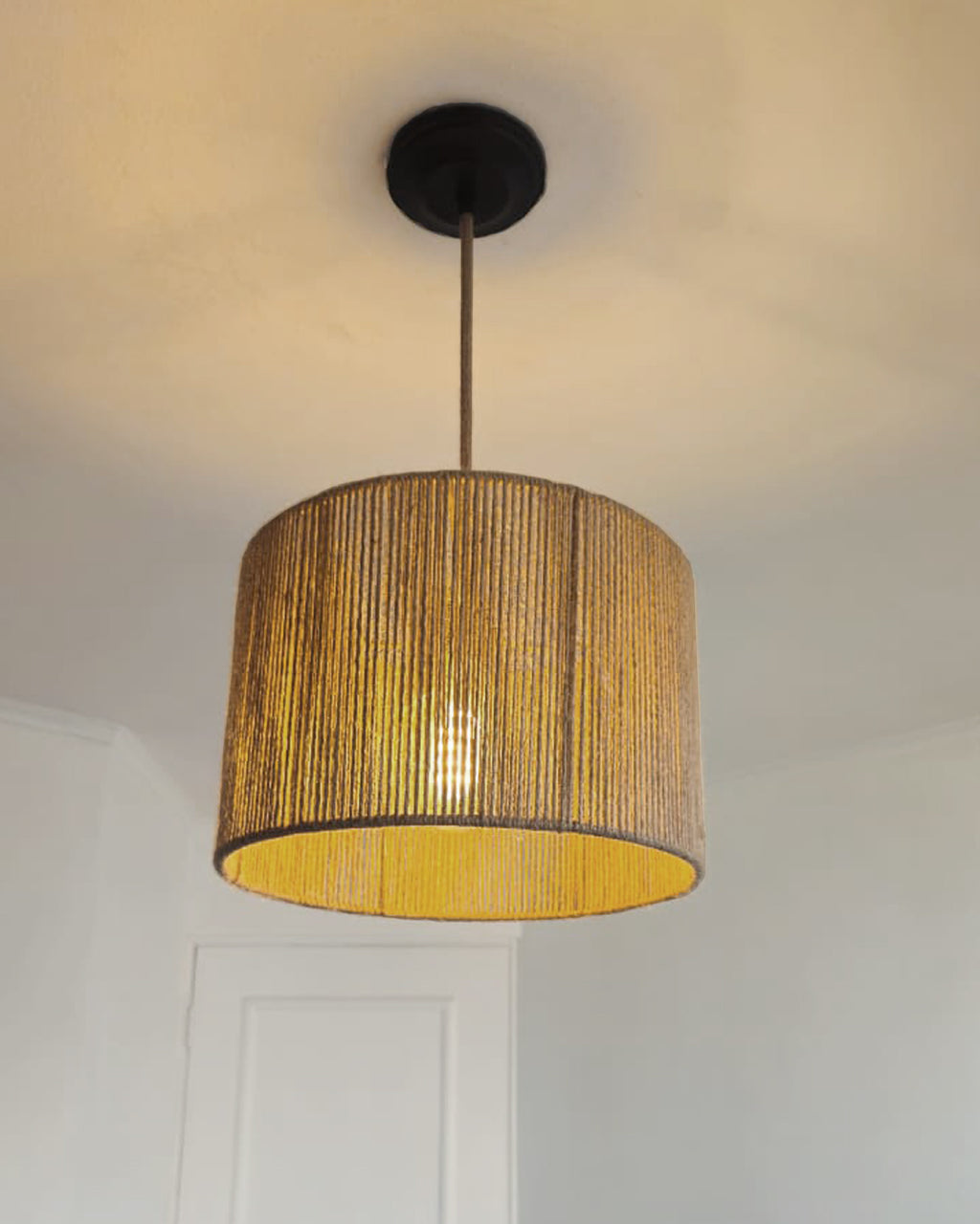 Lámpara Colgante Chic Cilindrica 30 x 20 Yute Sin fuelle