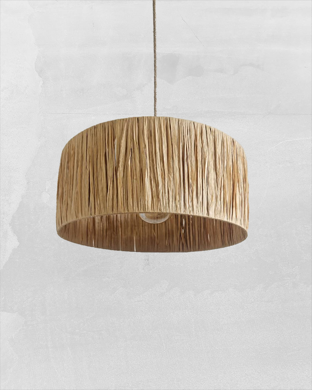 Lámpara Colgante Chic Cilíndrica 40 x 20 Rafia Sin fuelle
