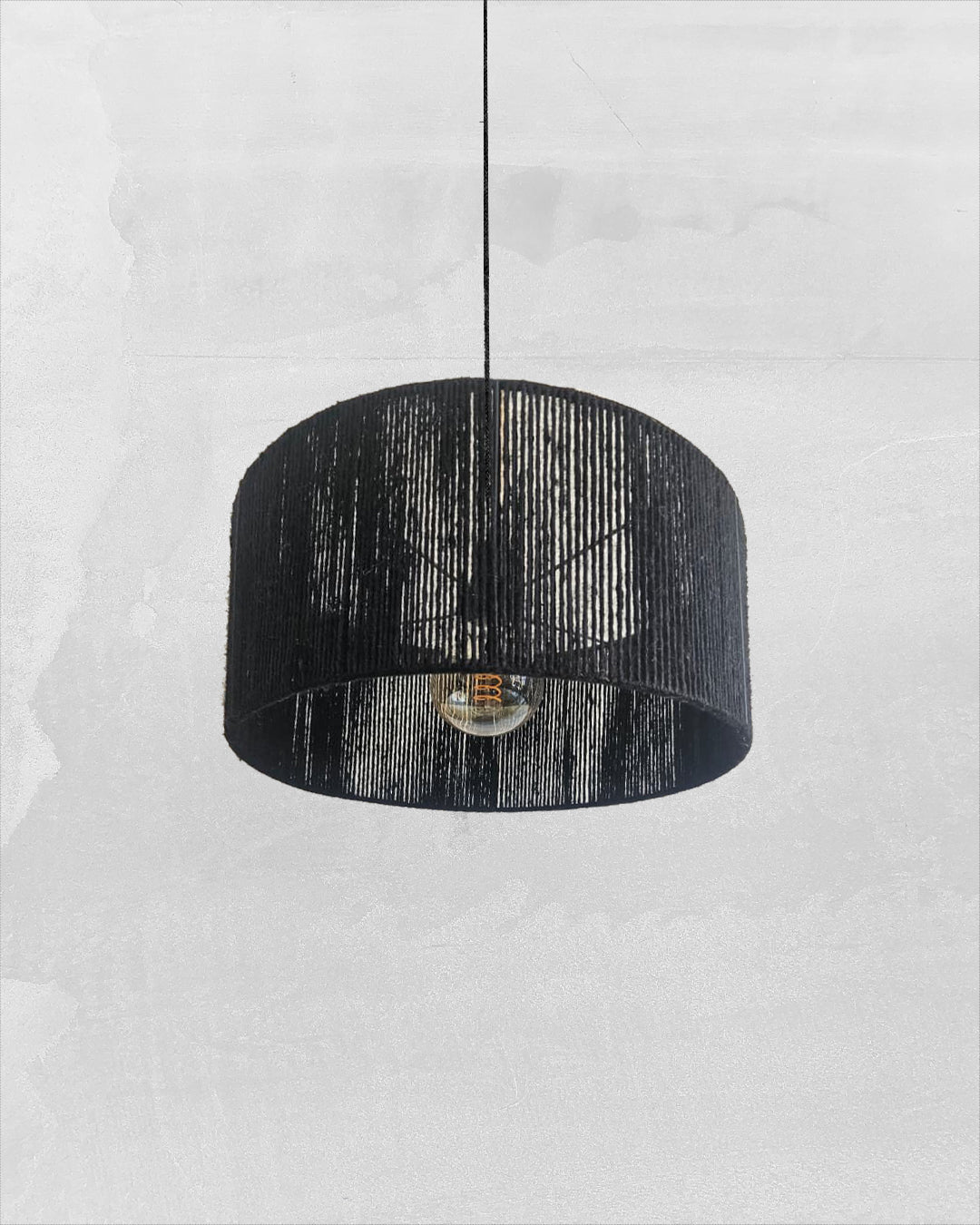 Lámpara Colgante Chic Cilíndrica 40 x 20 Yute Negro Sin fuelle