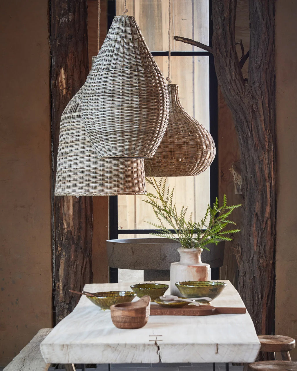 Lámpara Colgante Gota Chic Mimbre